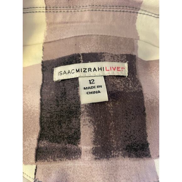 Women Isaac Mizrahi Live Dress and Topper Jacket Size 12 Gray and White Pockets - Picture 11 of 13